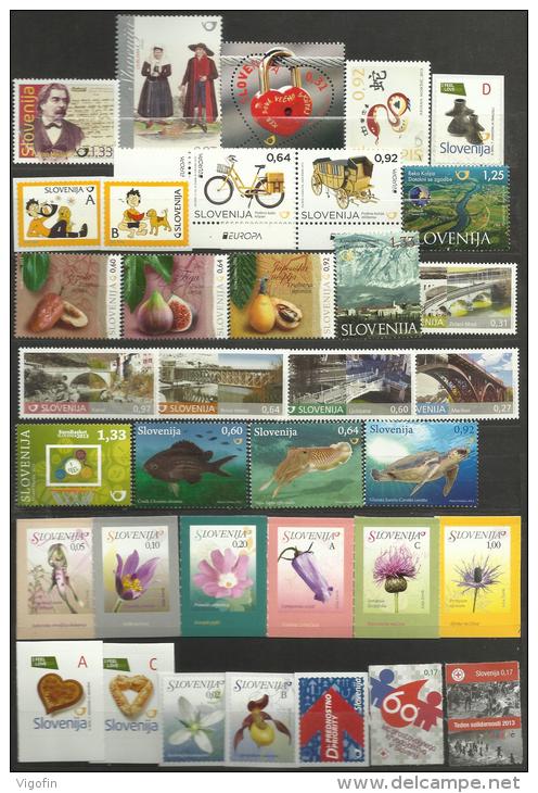 SI 2013-985-1041 COMPLET YEAR UNIT, SLOVENIA, 67v+5S/S, MNH - Slowenien