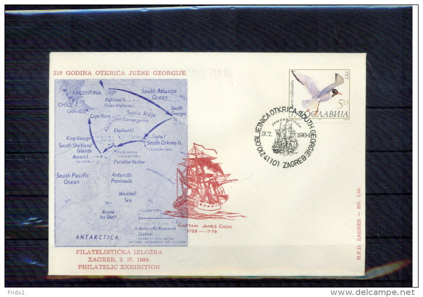 Jugoslawien / Yugoslavia  1984 Discovery Of South Georgia Letter - Explorateurs & Célébrités Polaires