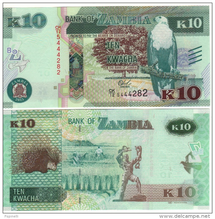 ZAMBIA   10 KWACHA    P58     2015   UNC - Zambie