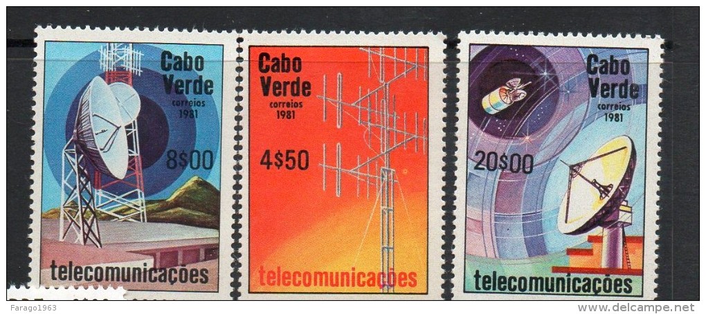 1981 Cape Verde  Telecommunications Antennae Complete Set Of 3  MNH - Cap Vert