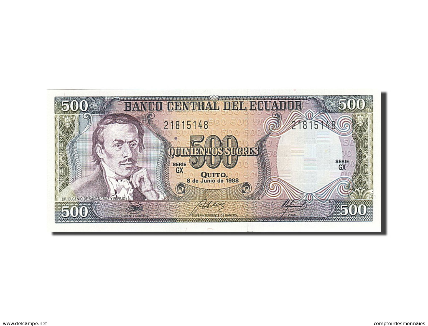 Billet, Équateur, 500 Sucres, 1984-1988, 1988-06-08, KM:124Aa, NEUF - Equateur