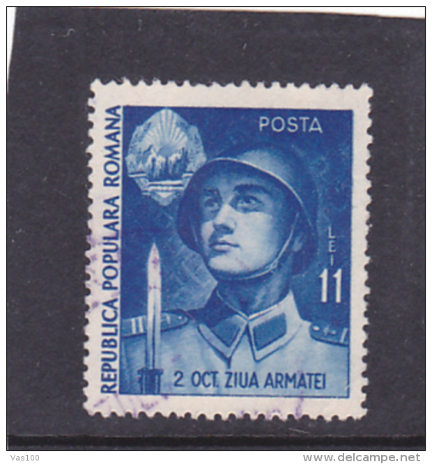 MILITARY,ARMY DAY,1951,MI.1291,USED STAMPS,ROMANIA. - Oblitérés