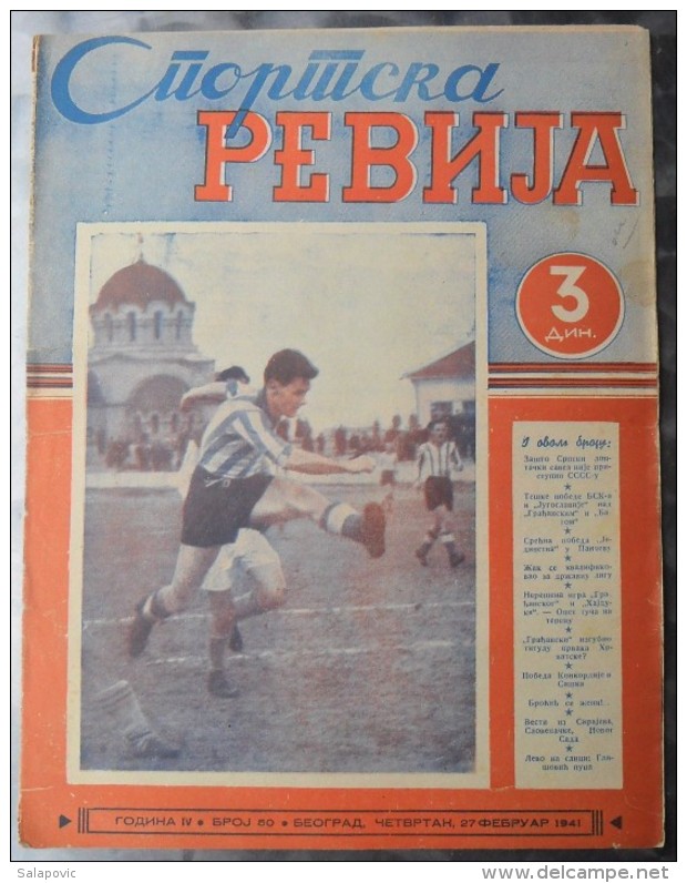 SPORTSKA REVIJA  BR. 50, 1941, KRALJEVINA JUGOSLAVIJA, NOGOMET, FOOTBALL - Libros