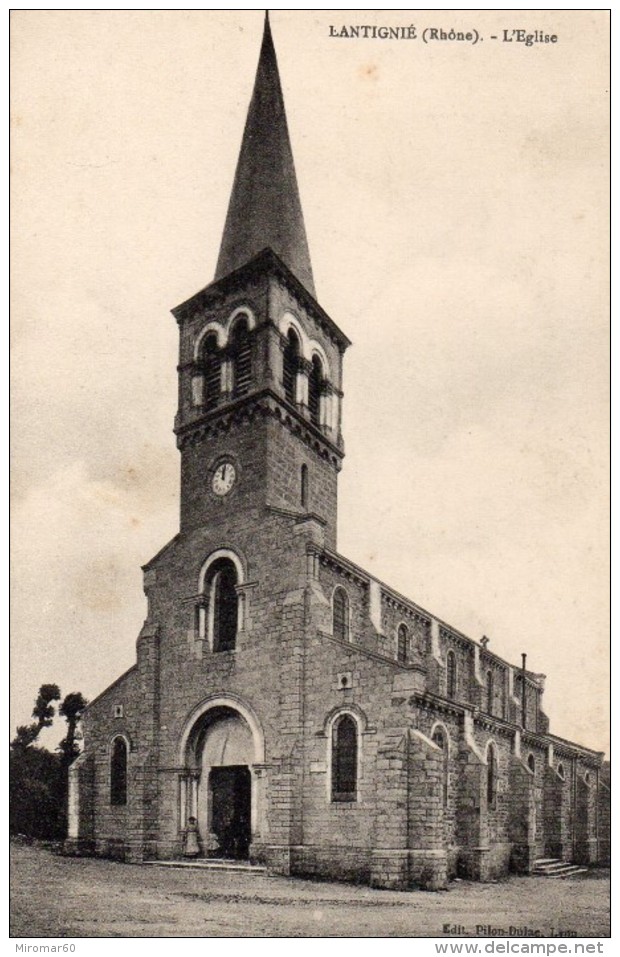 CPA RHONE 69 - LANTIGNIE - L'EGLISE - Autres & Non Classés