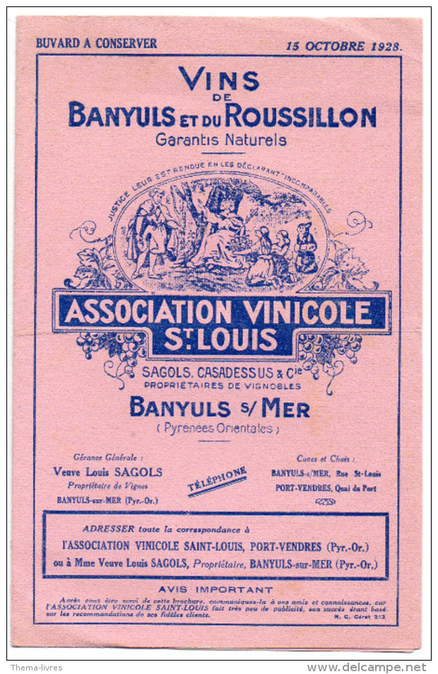 Buvard Double VINS DE BANYULS ET ROUSSILLON 1928(PPP3005) - V