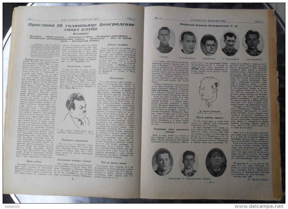 ILUSTROVANI SPORTSKI LIST, NOVI SAD  BR.9, 1931  KRALJEVINA JUGOSLAVIJA, NOGOMET, FOOTBALL - Livres