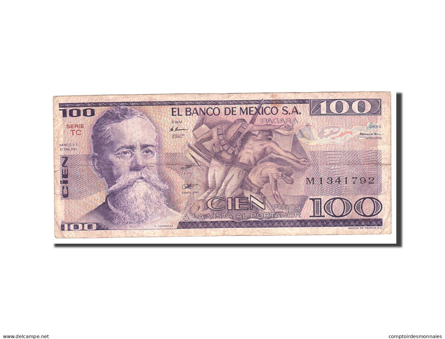 Billet, Mexique, 100 Pesos, 1981, 1981-01-27, KM:74a, TB - México