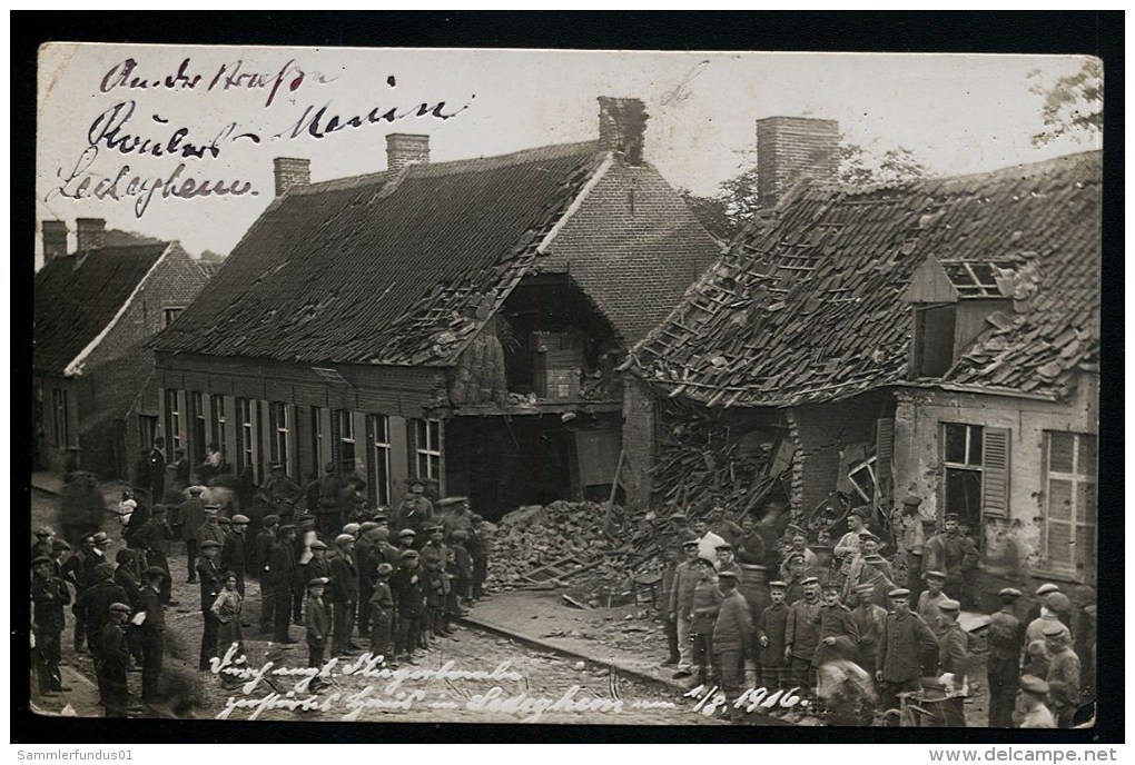 Foto AK/CP  Ledegem Englische Fliegerbombe Hat Haus Zerstört   Ungel./uncirc.  1916    Erhaltung/Cond.  2    Nr. 8442 - Ledegem