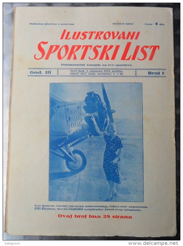 ILUSTROVANI SPORTSKI LIST, NOVI SAD  BR.1, 1932  KRALJEVINA JUGOSLAVIJA, NOGOMET, FOOTBALL - Libros