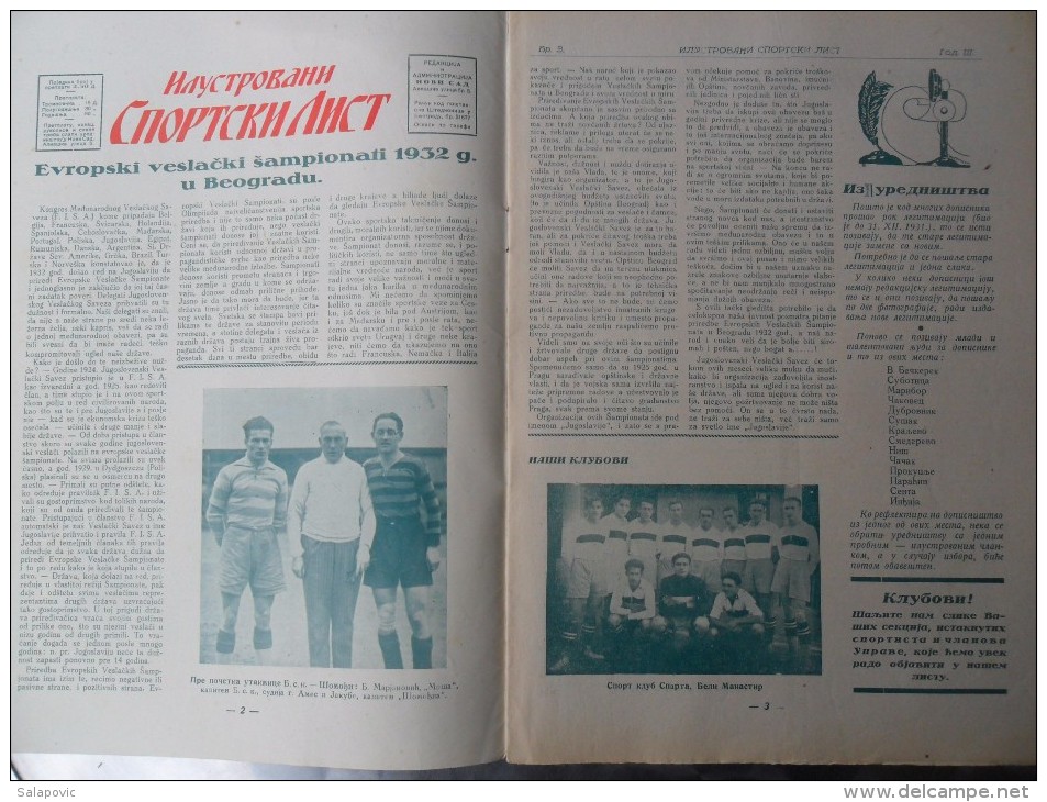 ILUSTROVANI SPORTSKI LIST, NOVI SAD  BR.3, 1932  KRALJEVINA JUGOSLAVIJA, NOGOMET, FOOTBALL - Books