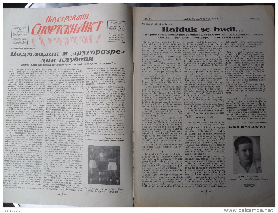 ILUSTROVANI SPORTSKI LIST, NOVI SAD  BR.6, 1932  KRALJEVINA JUGOSLAVIJA, NOGOMET, FOOTBALL - Libros