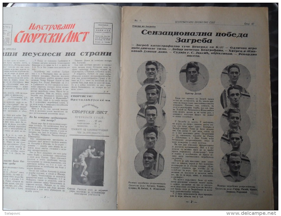 ILUSTROVANI SPORTSKI LIST, NOVI SAD  BR.7, 1932  KRALJEVINA JUGOSLAVIJA, NOGOMET, FOOTBALL - Boeken