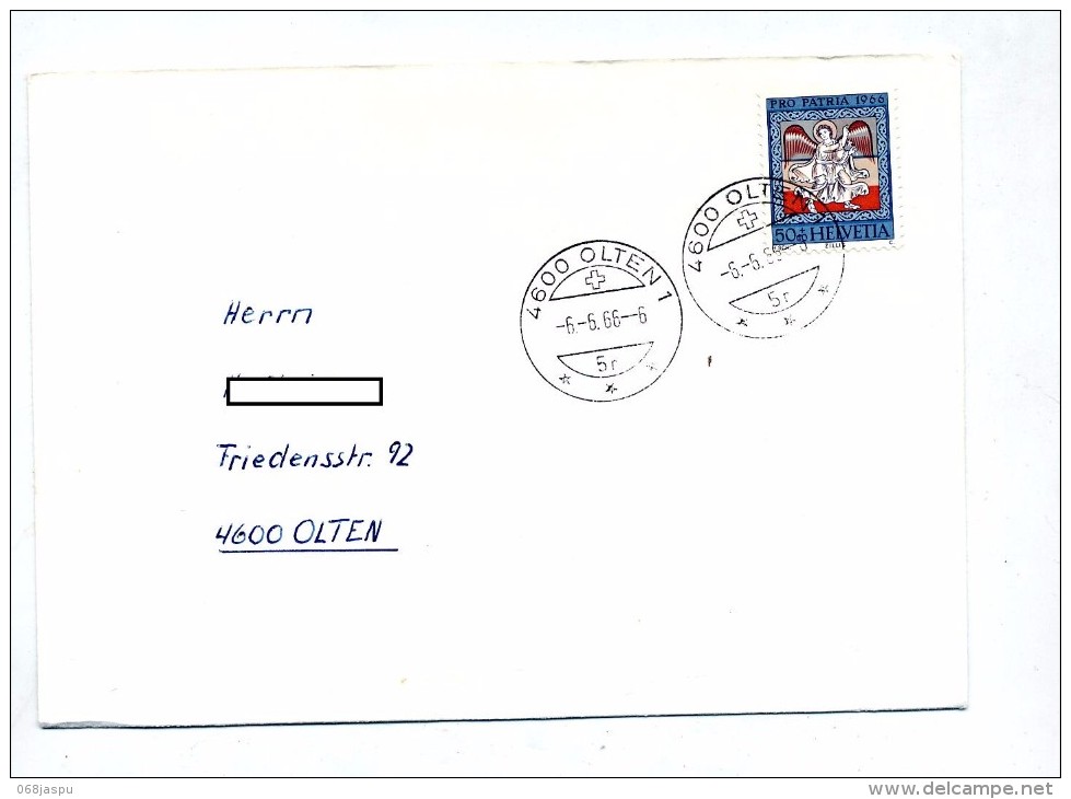 Lettre Cachet Olten Sur Patria 66 Curiosié Date 6/6/66/6 - Postmark Collection