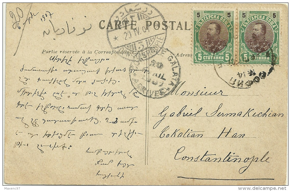 CARTE POSTALE POUR CONSTANTINOPLE EN 1907 - Brieven En Documenten