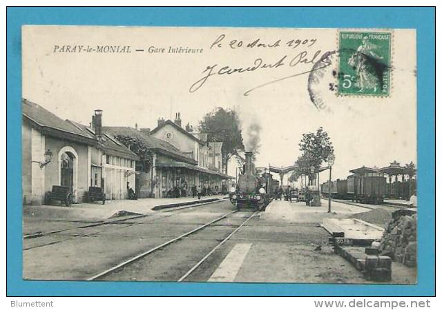 CPA - Chemin De Fer Train En Gare PARAY LE MONIAL 71 - Paray Le Monial