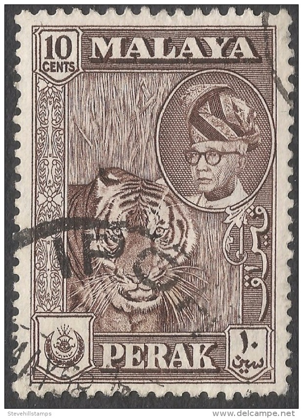 Perak (Malaysia). 1957-61 Sultan Yussuf ´Izzuddin Shah. 10c Deep Brown Used. SG 155 - Perak