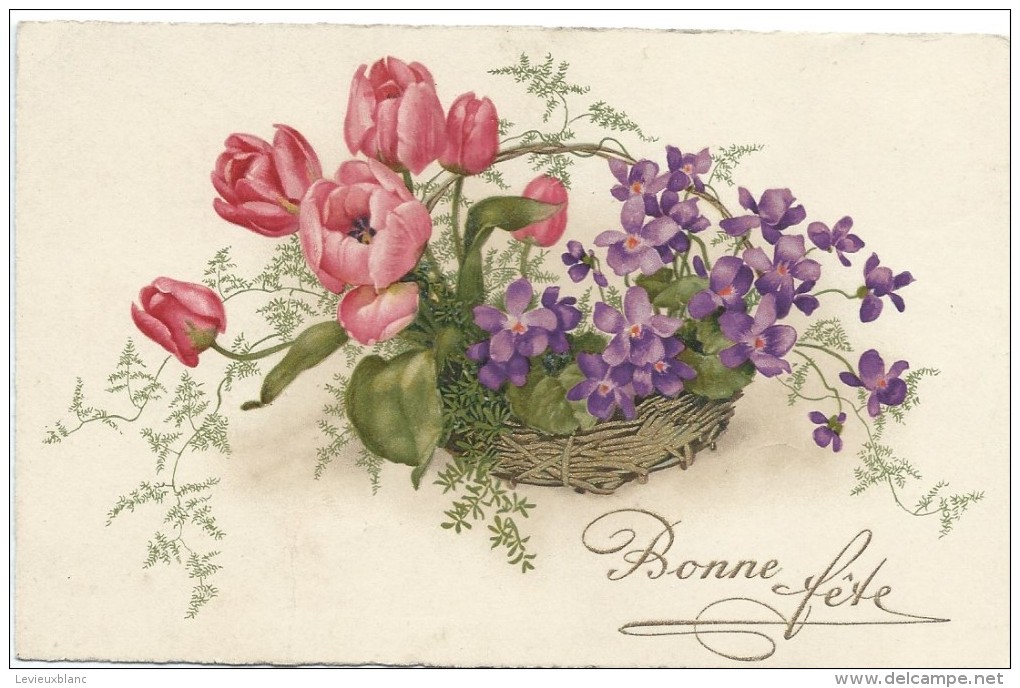 Bonne Fête/D'un  Petit-fils à Sa Grand Mére/ Corbeille De Fleurs / Tulipes Et Violettes/ Vers 1950    CFA1 - Día De La Madre