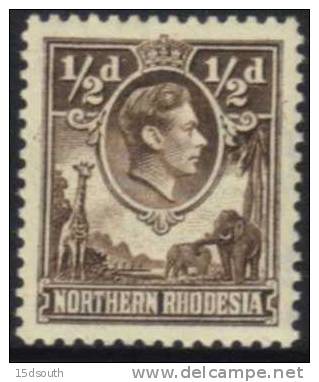 Northern Rhodesia - 1938 KGVI ½d Brown P12½ (*) # SG 26 - Northern Rhodesia (...-1963)