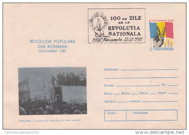 41839- ROMANIAN 1989 REVOLUTION, TIMISOARA, COVER STATIONERY, 1990, ROMANIA - Postwaardestukken