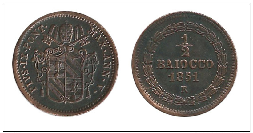 N2342 - Pie IX: 1/2 Baiocco 1851 R - Vatican