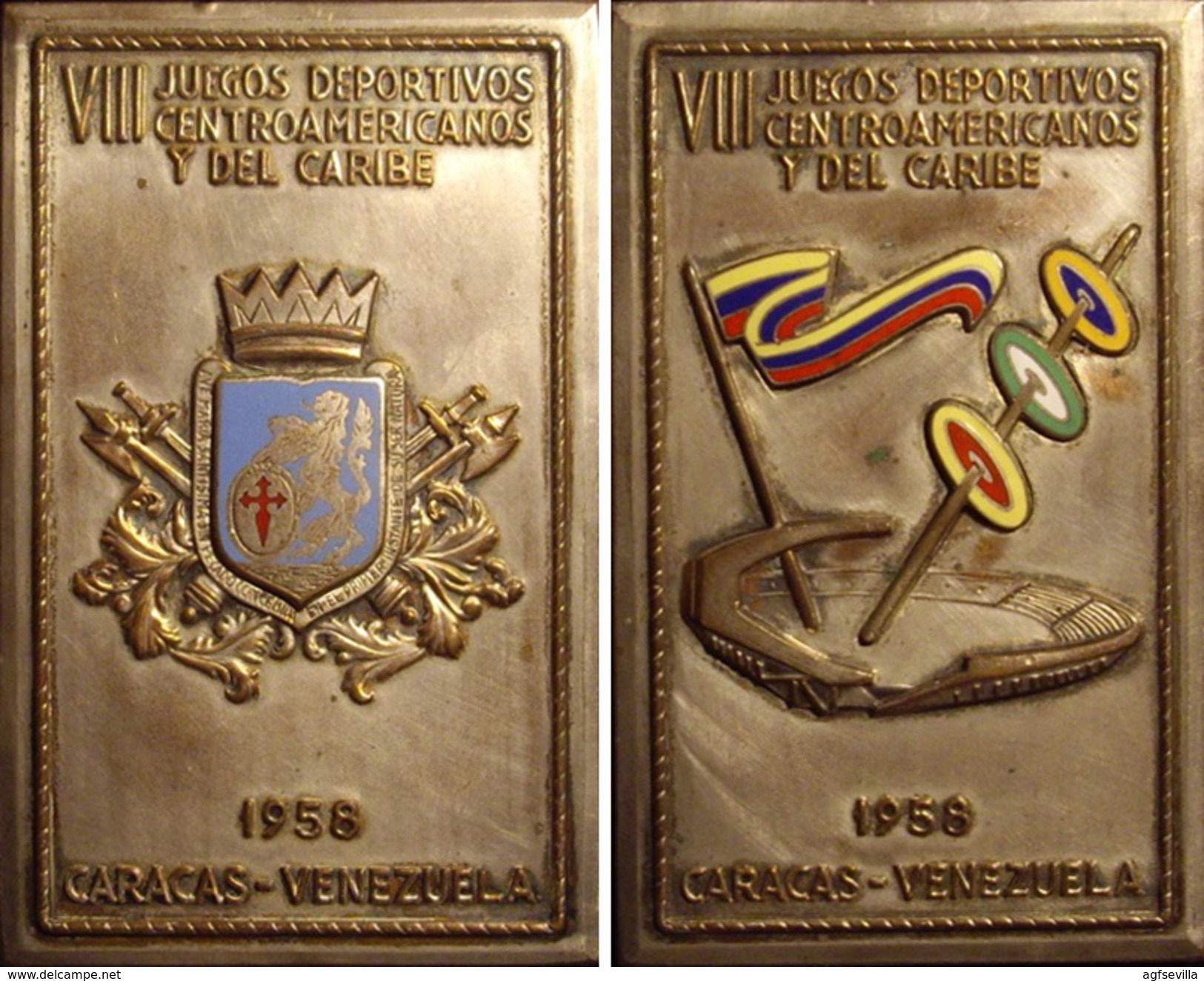 VENEZUELA. PLACA VIII JUEGOS CENTROAMERICANOS Y DEL CARIBE. CARACAS. 1.958 - Profesionales / De Sociedad