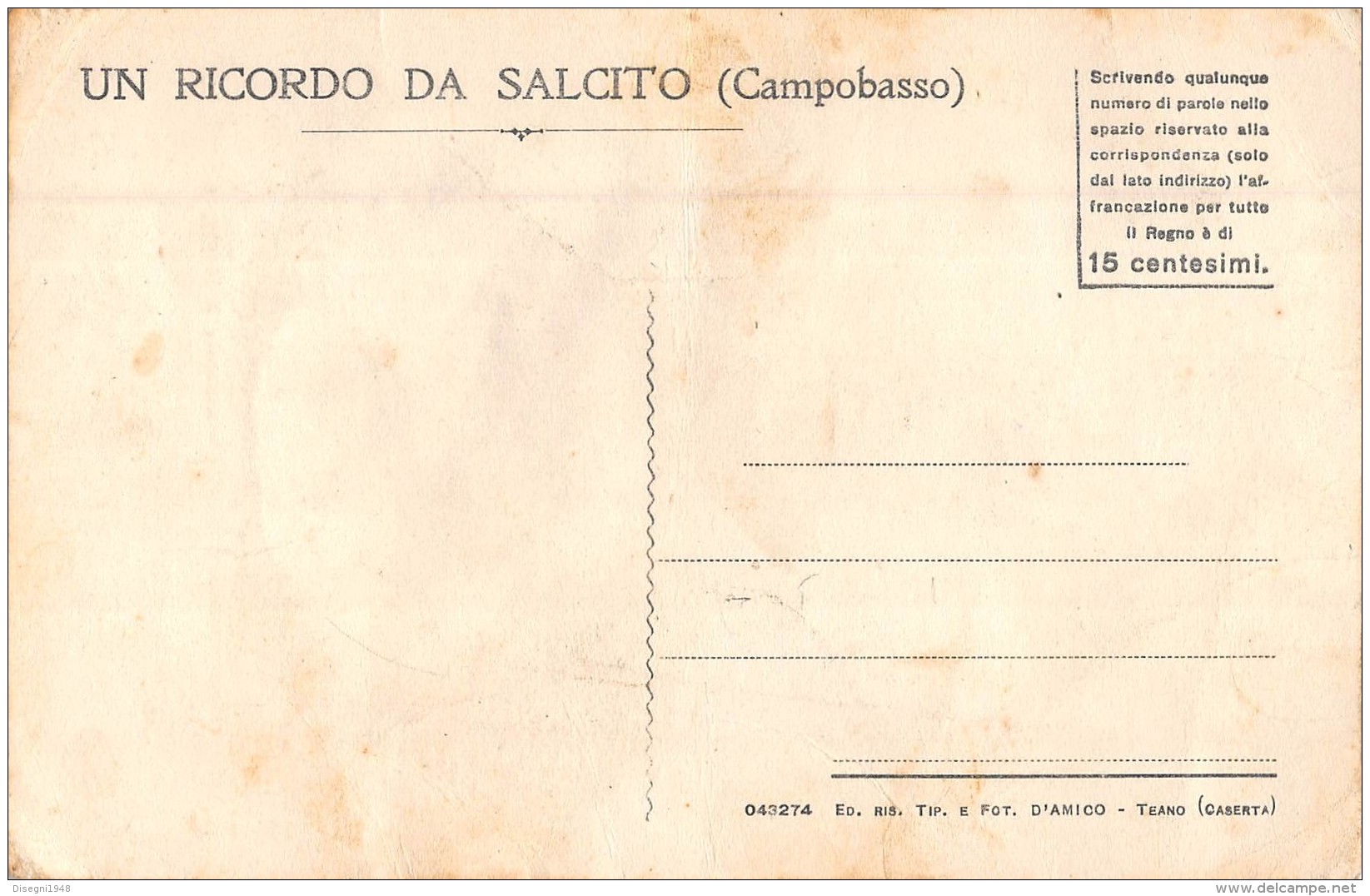 05355 "SALCITO (CB) - SAN BASILIO MAGNO PROTETTORE DI SALCITO VENERATO IL 14 GIUGNO "  CART. POST. ORIG. SPEDITA 1940. - Otros & Sin Clasificación