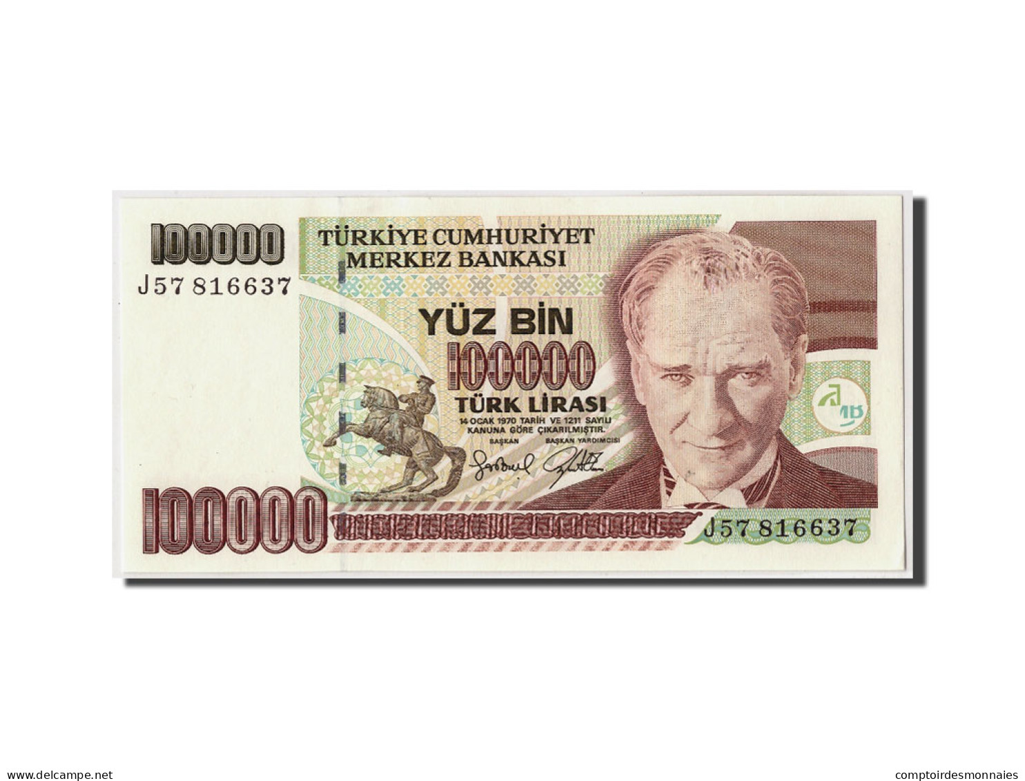 Billet, Turquie, 100,000 Lira, L.1970 (1997), Undated, KM:206, NEUF - Turquie