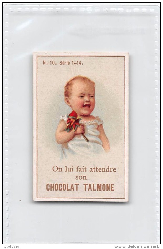 04218 "ON LUI FAIT ATTENDRE SON  CHOCOLAT TALMONE"  ANIMATO BAMBINO,  FIGURINA ORIGINALE NR. 10 SERIE 1-14 - Chocolat