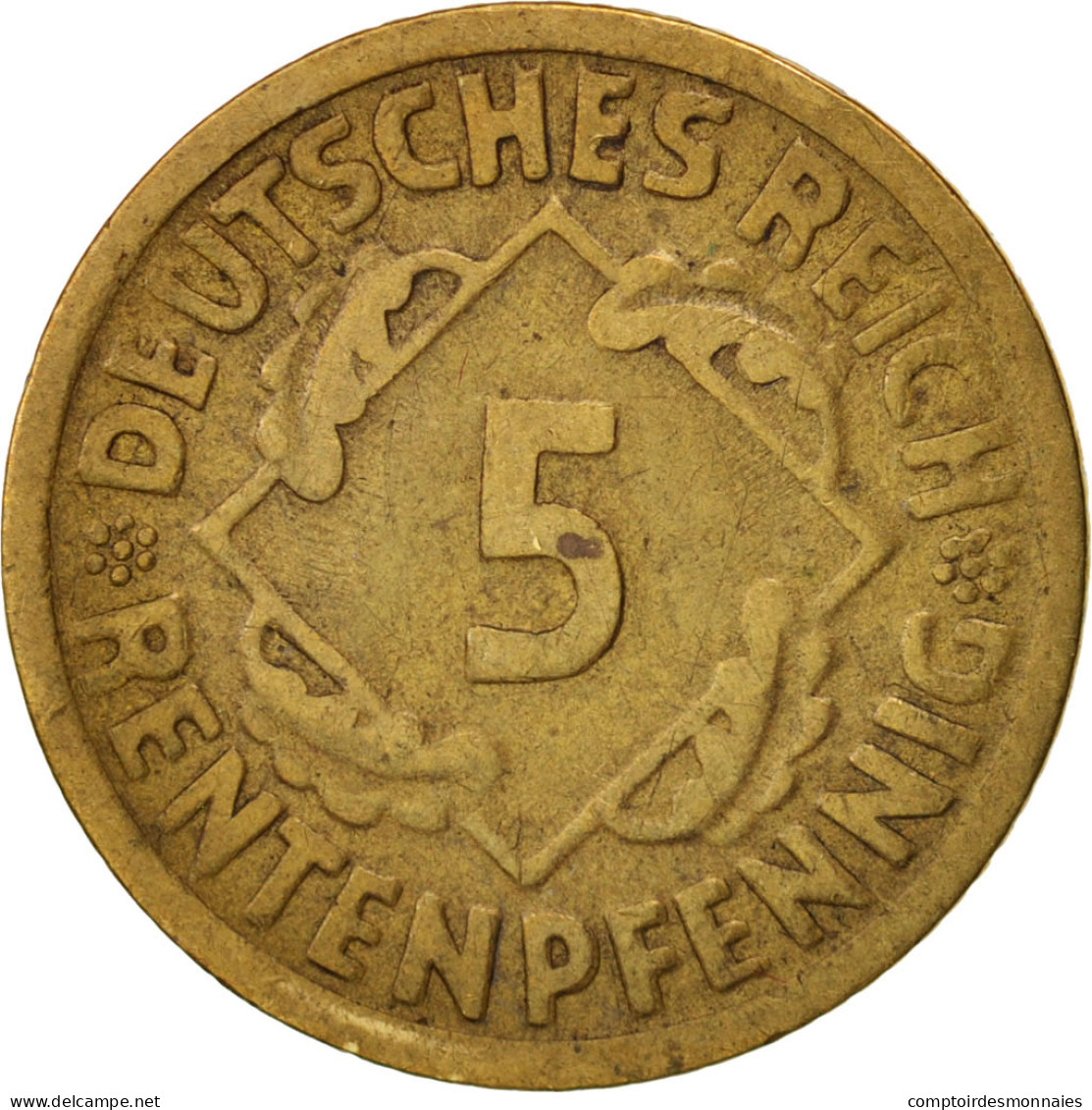 Monnaie, Allemagne, République De Weimar, 5 Rentenpfennig, 1924, Stuttgart - 5 Rentenpfennig & 5 Reichspfennig