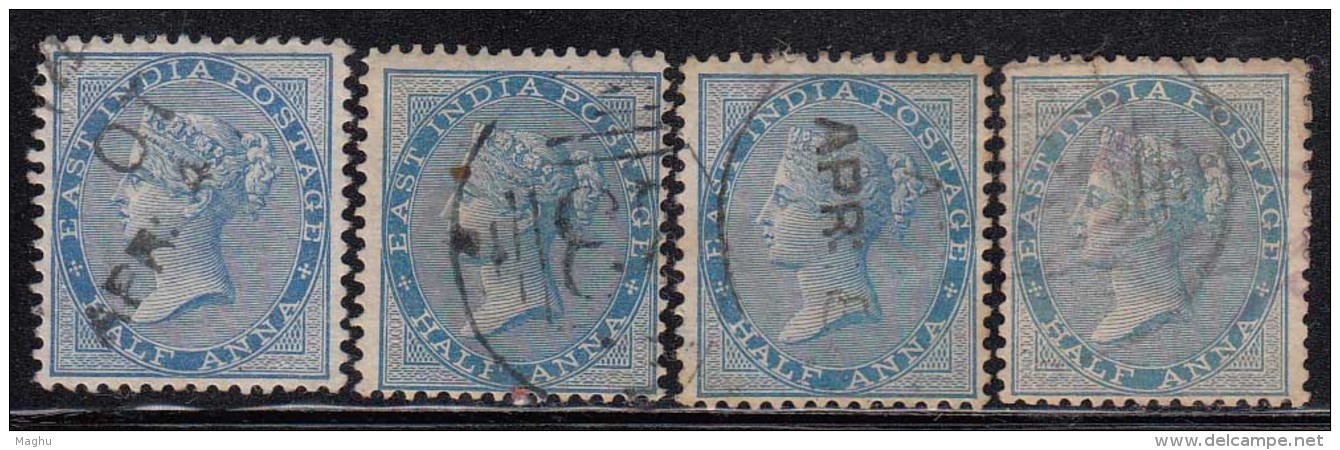 British East India Used 1865, Half Anna Shades, Elephant Wartermark - 1854 Britse Indische Compagnie