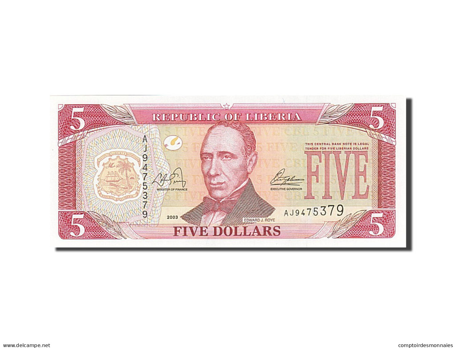 Billet, Liberia, 5 Dollars, 2003, 2003, KM:26a, NEUF - Liberia