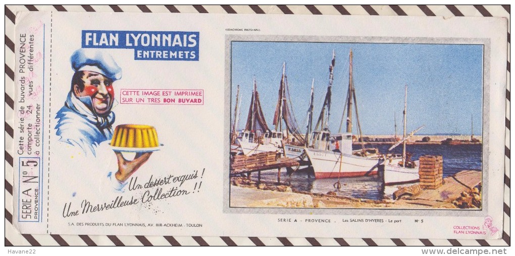 39 BUVARD FLAN LYONNAIS PROVENCE LES SALINS D'HYERES LA PORT   10.5 X 23.5 CM PETIT MANQUE EN HAUT - Süssigkeiten & Kuchen