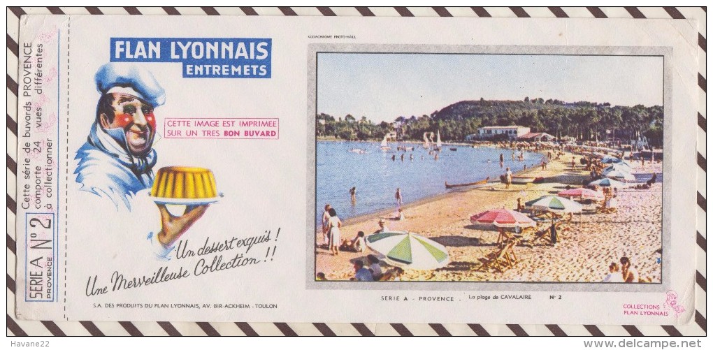 42 BUVARD FLAN LYONNAIS PROVENCE LA PLAGE DE CAVALAIRE  10.5 X 23.5 CM - Dulces & Biscochos