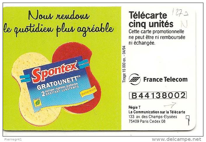 CARTE-PRIVEE-5U-04/94-GN-127a  - SPONTEX-GRATOUNET-NEUVE-TBE  -LUXE - 5 Unités