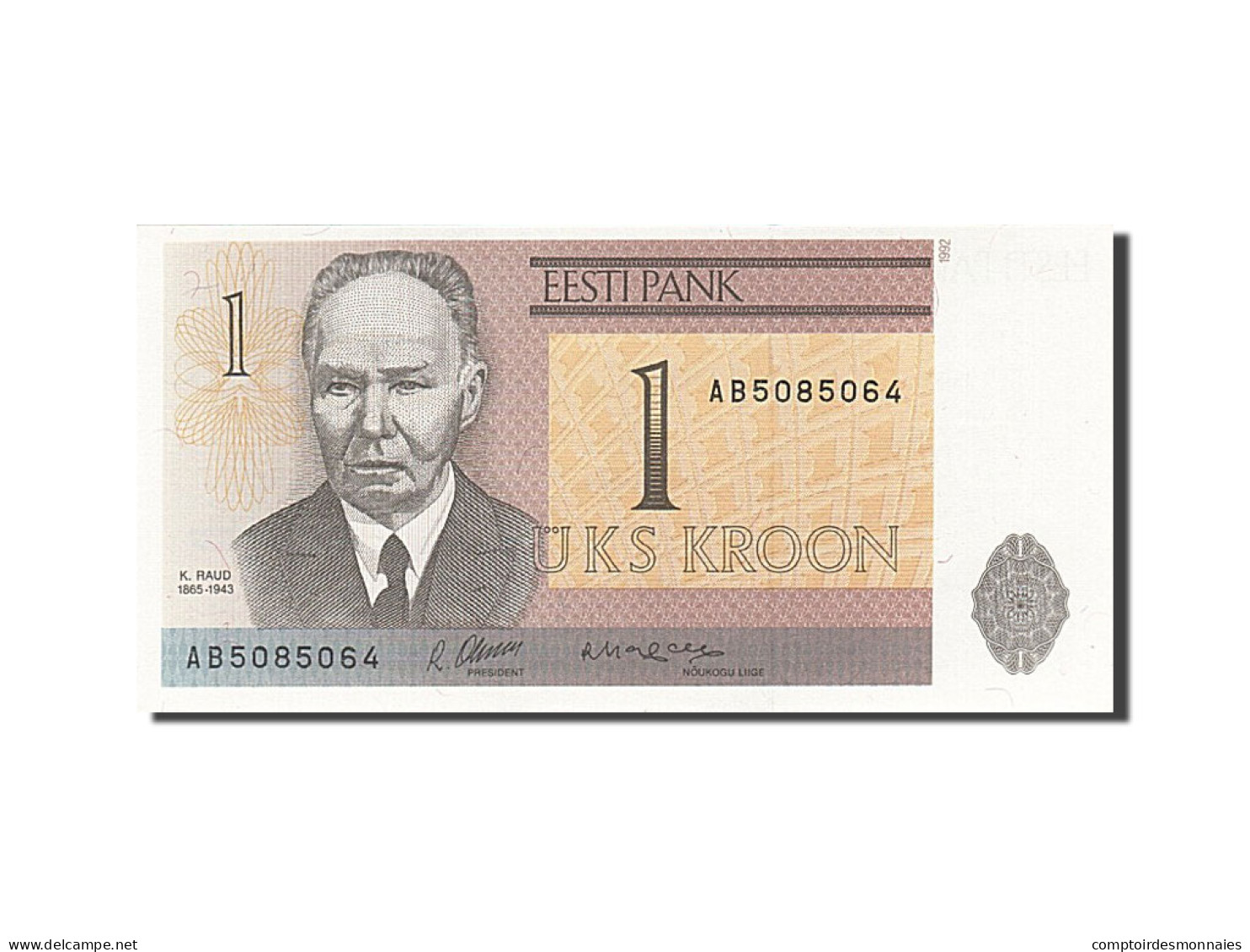 Billet, Estonia, 1 Kroon, 1991-1992, 1992, KM:69a, NEUF - Estonie