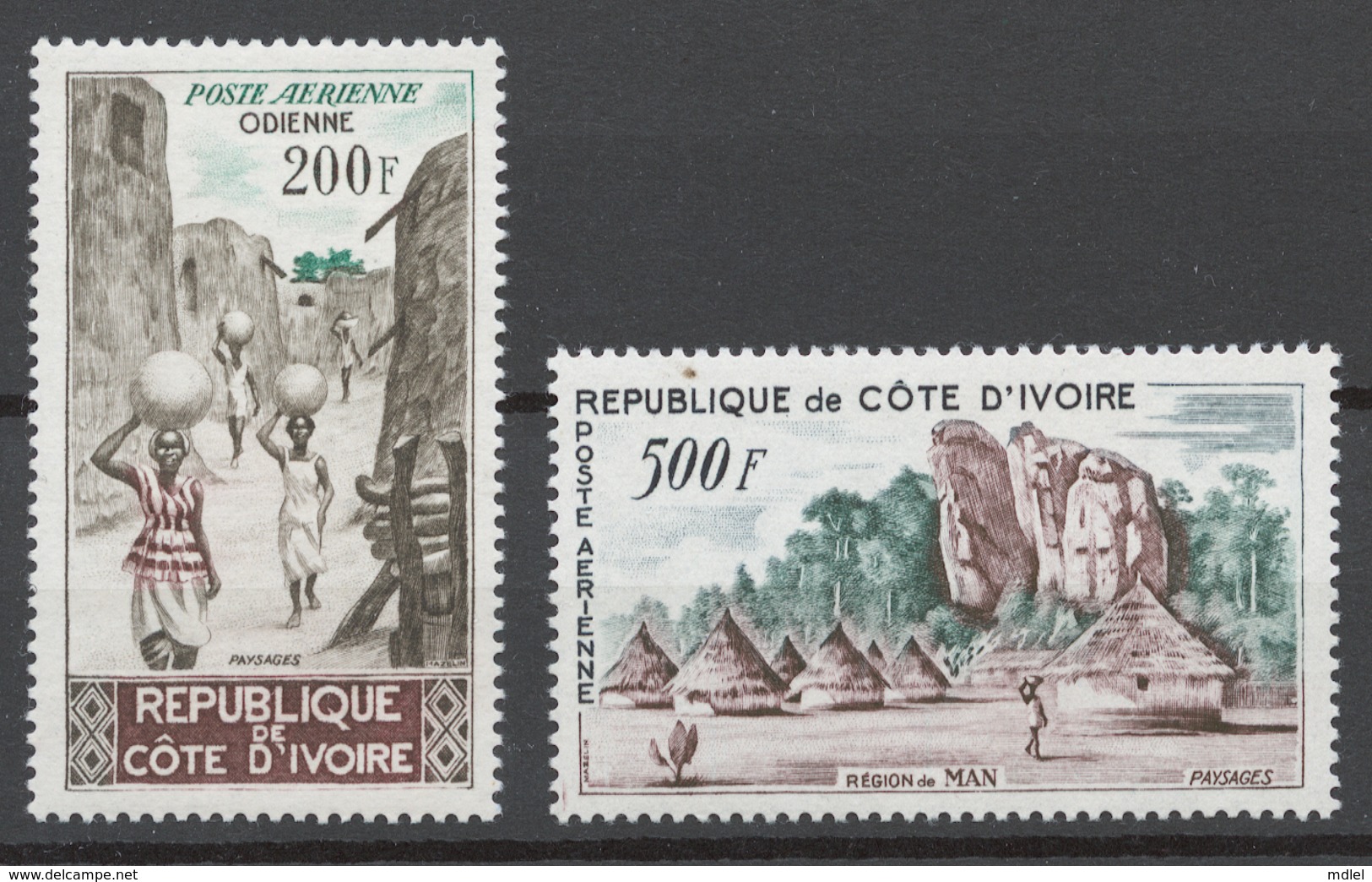 Ivory Coast 1962 Mi# 241-42** STREET IN ODIENNE,VILLAGE IN MAN REGION - Costa De Marfil (1960-...)