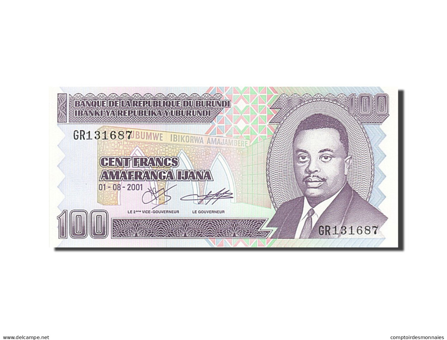 Billet, Burundi, 100 Francs, 1993-1997, 2001-08-01, KM:37c, NEUF - Burundi