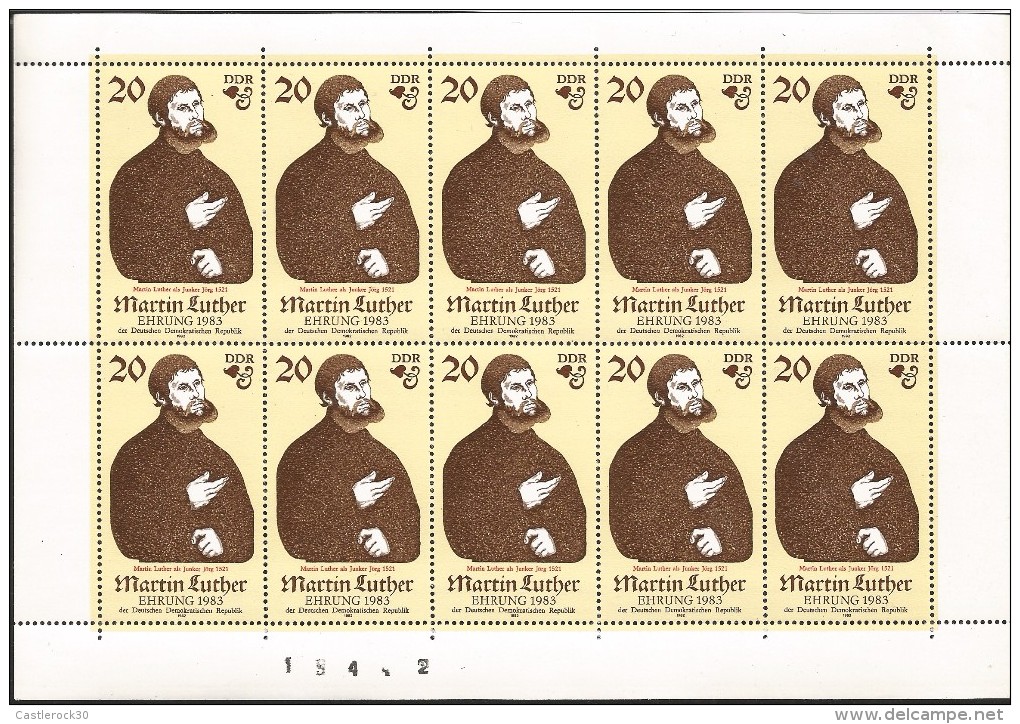 E)1983 GERMANY, MARTIN LUTHER, PAINTING, THEOLOGIAN, ART, S/S, MNH - Unused Stamps