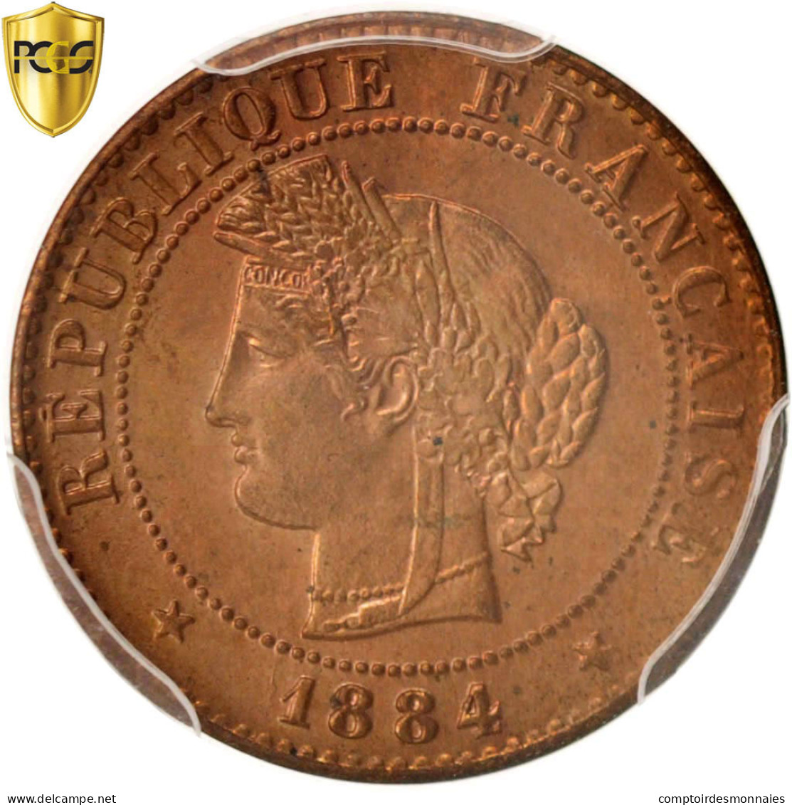 Monnaie, France, Cérès, Centime, 1884, Paris, PCGS, MS66RD, FDC, Bronze - A. 1 Centime