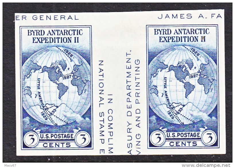 U.S. 768      **   GUTTER  BYRU'S  POLAR  MAP - Unused Stamps