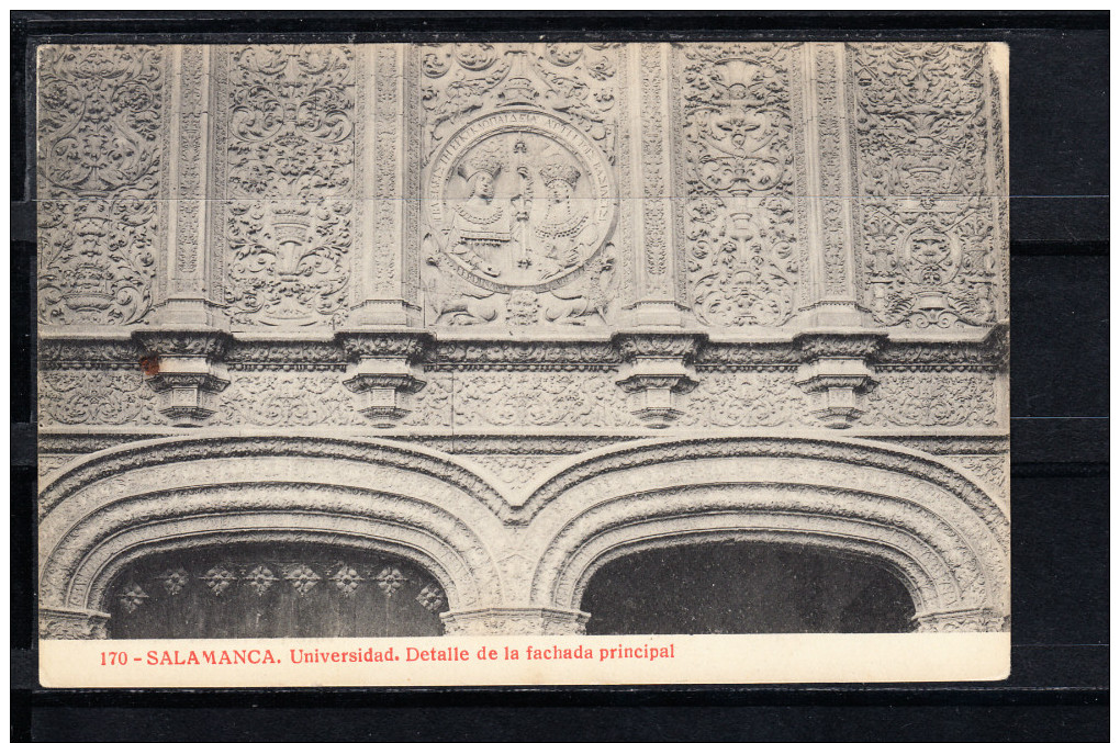 SALAMANCA.UNIVERSIDAD.DETALLE DE LA FACHADA PRINCIPAL   NO CIRCULADA. 1910 - Salamanca