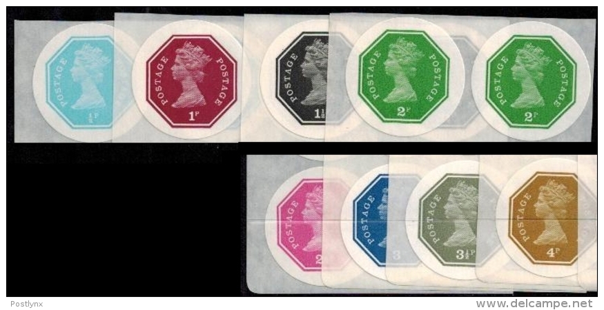 GREAT BRITAIN 1974 E2 Octagon 3rd Imperf Self Adhesive PAIRS:8 (16 Stamps) [PRINT:1000]  [non Dentelé,Geschnitten] - Errors, Freaks & Oddities (EFOs