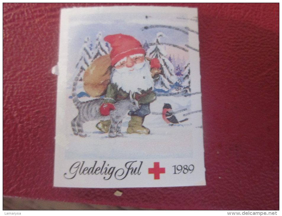 GOD JUL 1989 Vignette VIGNETTES CROIX ROUGE RED CROSS CROCA ROSSE NORGE NORDIQUE Label Sticker-Aufkleber-Bollo-Viñeta - Red Cross