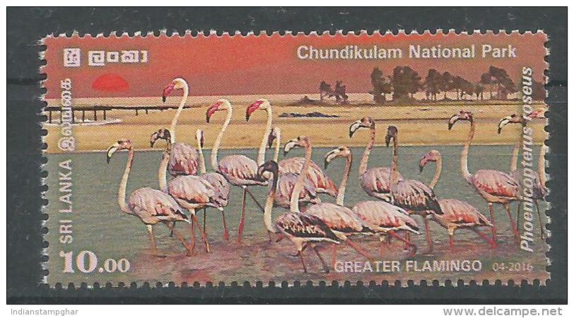 World Wetlands Day,Greater Flamingo,Chundikulam National Park,MNH Stamp, Sri Lanka - Flamingo