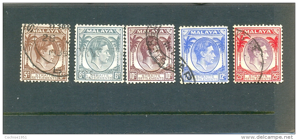 1937 MALACCA Y &amp; T N° 226 - 228 - 229 - 230 - 231 ( O ) Georges VI - Malacca