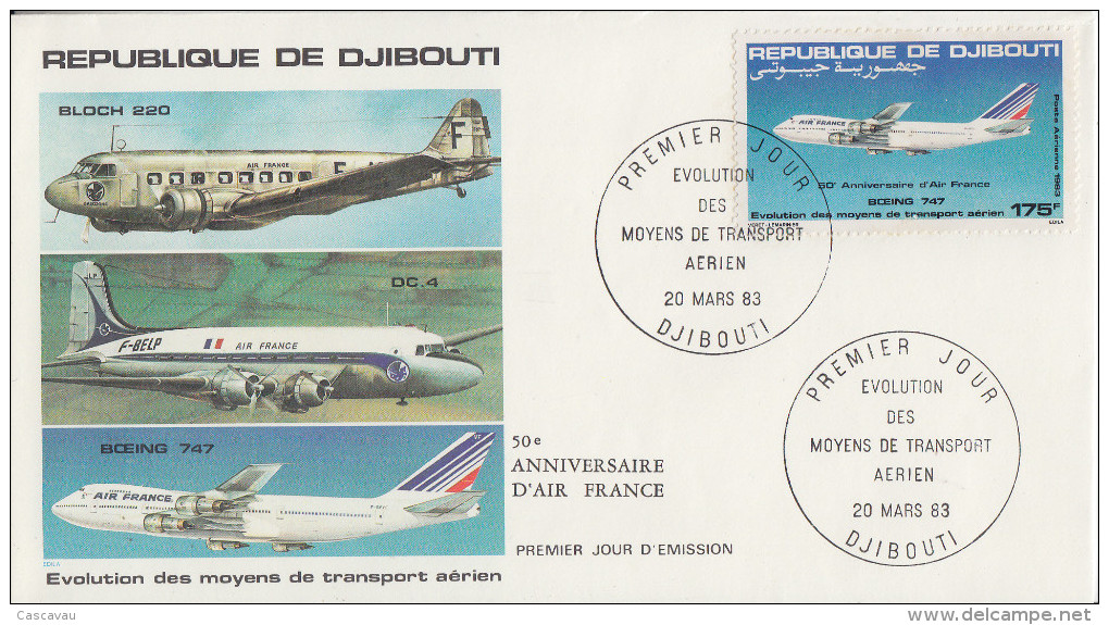 Enveloppe  FDC  1er  Jour    REPUBLIQUE   De   DJIBOUTI    Transport  Aérien    1983 - Djibouti (1977-...)