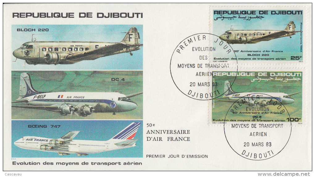 Enveloppe  FDC  1er  Jour    REPUBLIQUE   De   DJIBOUTI    Transport  Aérien    1983 - Djibouti (1977-...)