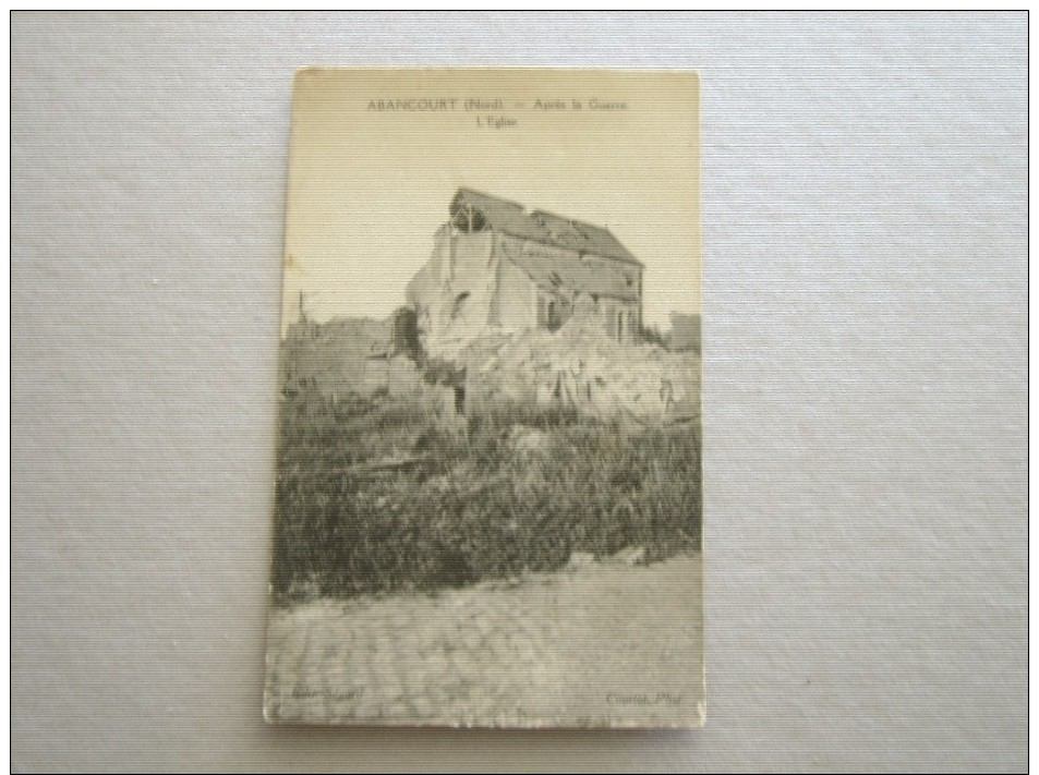 CARTE POSTALE Ancienne De ABANCOURT Nord 59 L´Eglise Après La Guerre - Autres & Non Classés