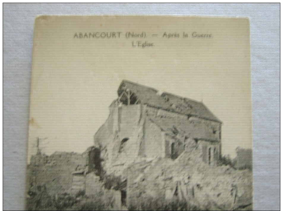 CARTE POSTALE Ancienne De ABANCOURT Nord 59 L´Eglise Après La Guerre - Autres & Non Classés