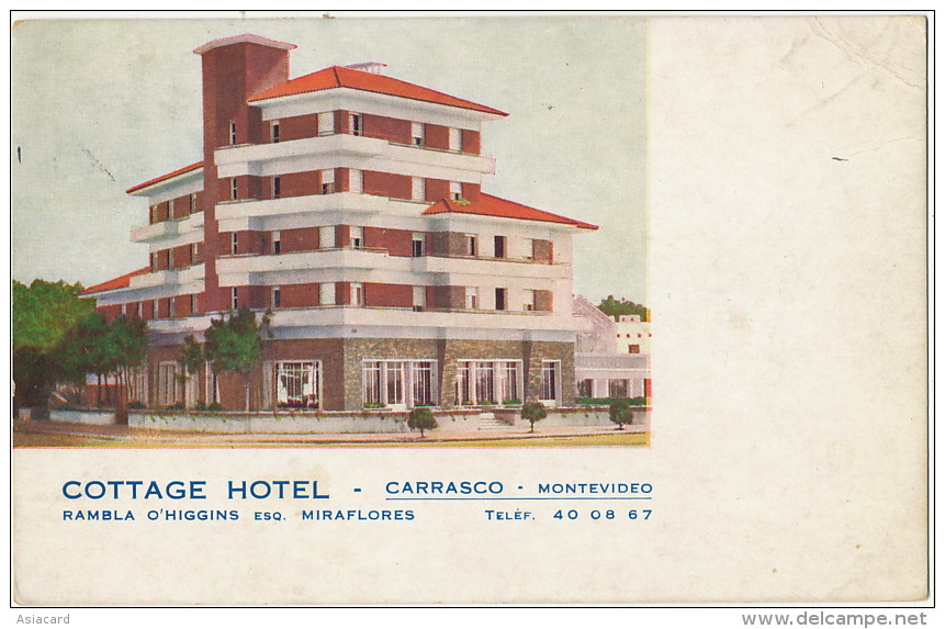 Montevideo  Carrasco Cottage Hotel Rambla O' Higgins Esq. Miraflores  Correo Aereo 1948 To Paris Hotel Georges V - Uruguay